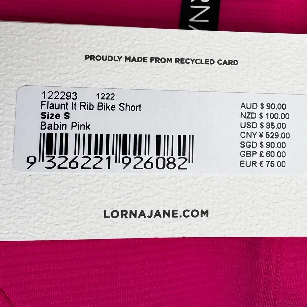 NWT Lorna Jane Flaunt it Rib Bike Short in Babin Pink Small - Picture 10 of 10